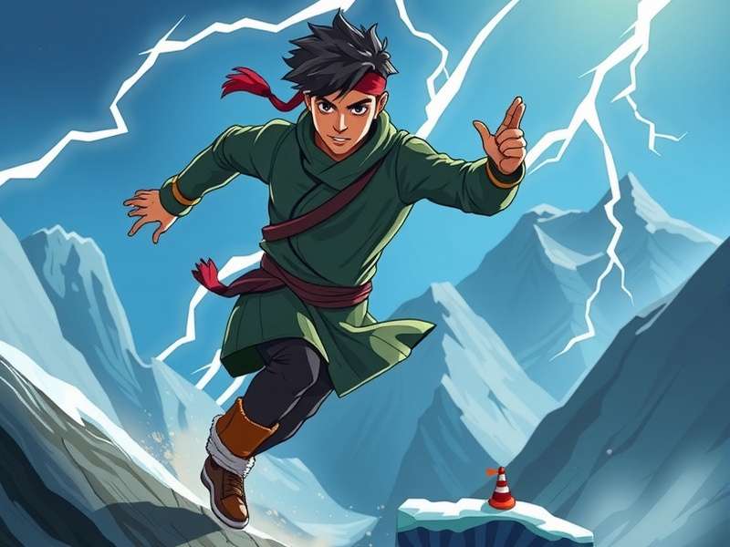 Agile Ninja Runner Key Art - Arjun running through Himalayan Peaks